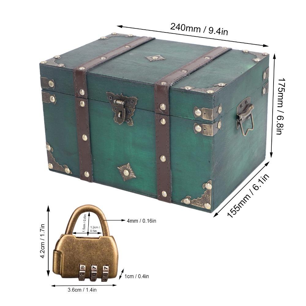 2PCS Antique Jewelry Organizer Box With Lock Keepsake Memory Box Treasure Chest Box  Bedroom Storage