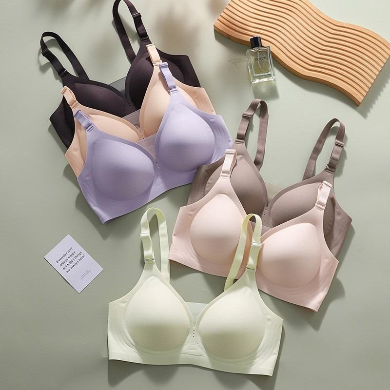 Plus Size Wirefree Bra For Women Thin Mesh Push Up Sexy Underwear