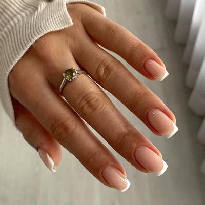 24 шт. Wear Armor Naked Skin Tone Square Simple Wind White Edge French Nail Piece Wear Nail Piece Fake Nail