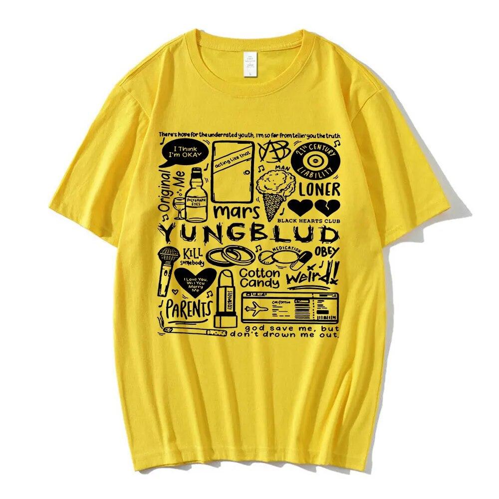 Футболка с принтом Yungblud, унисекс WoUnisex, футболка большого размера с круглым вырезом и короткими рукавами, футболка в стиле хип-хоп, футболки унисекс с графикой, уличная одежда