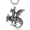 Holy Sword, Dark Dragon Warrior, Flying Dragon Pendant Necklace, Titanium Steel Punk Trendy Jewelry for Men