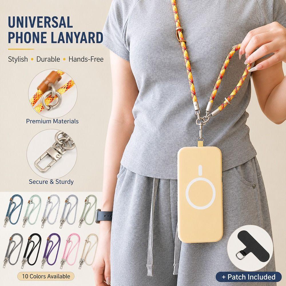 Adjustable Mobile Phone Anti-lost Rope 8mm Thick Long Chain Neck Straps Phone Strap Travel Use