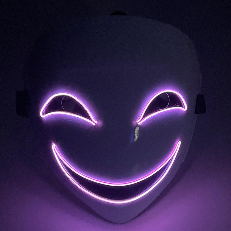 Светодиодная светящаяся черная пуля-улыбка призрачный клоун полнолицевая маска на Хэллоуин