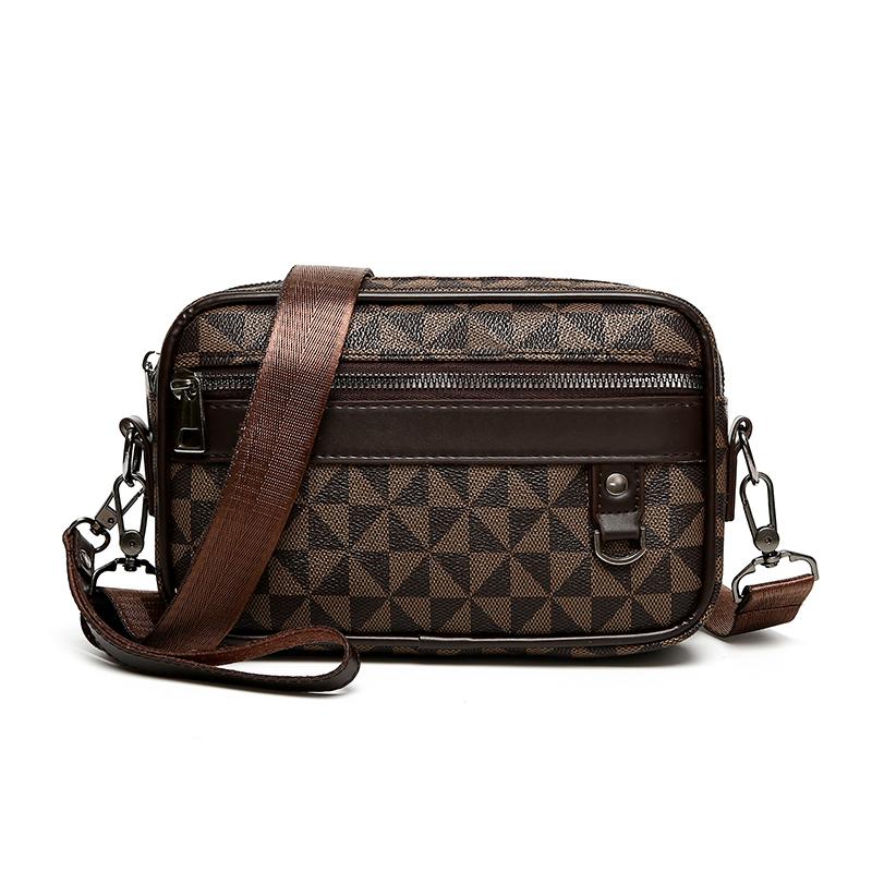 Повседневная деловая сумка через плечо для мужчин, сумка через плечо из искусственной кожи, маленькие сумки через плечо, дизайнерские мужские сумки на ремне в квадратную клетку