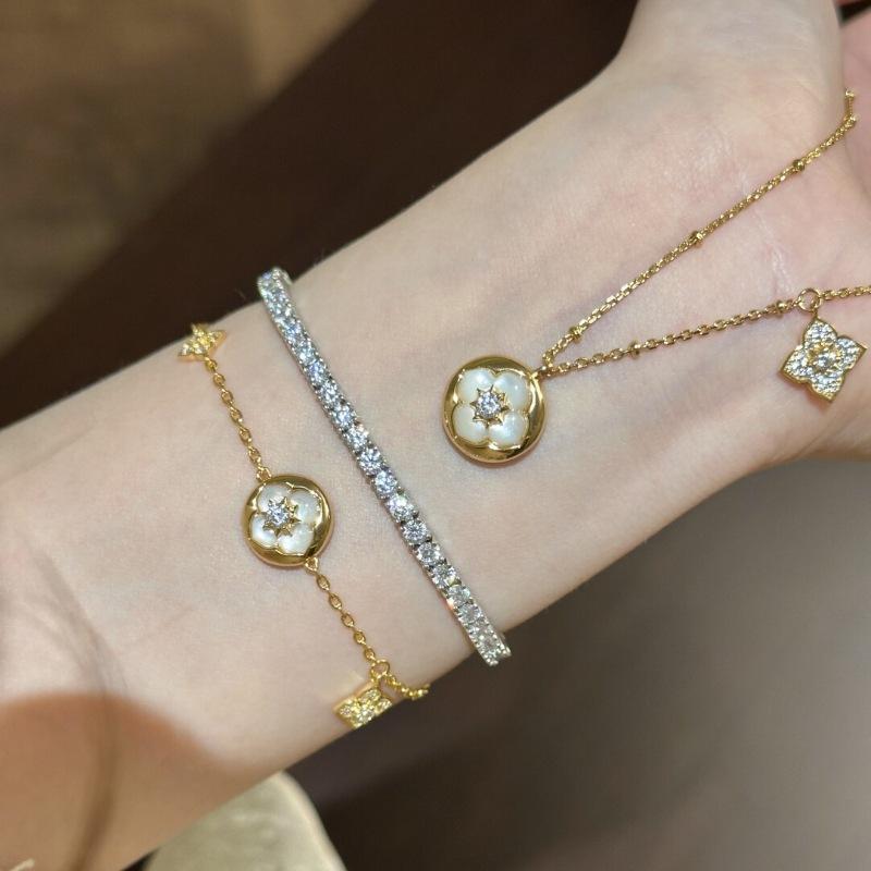 Ретро китайский стиль, полностью инкрустированный бриллиантами, кулон в виде цветка-четырехлистника из белого перламутра, ожерелье, браслет, изысканный набор высокого класса