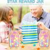 Wooden Reward Jar with 25 Colorful Stars Flowers Kids Students Potty Training Positive Behavior Chart System Home Classroom Management Tool