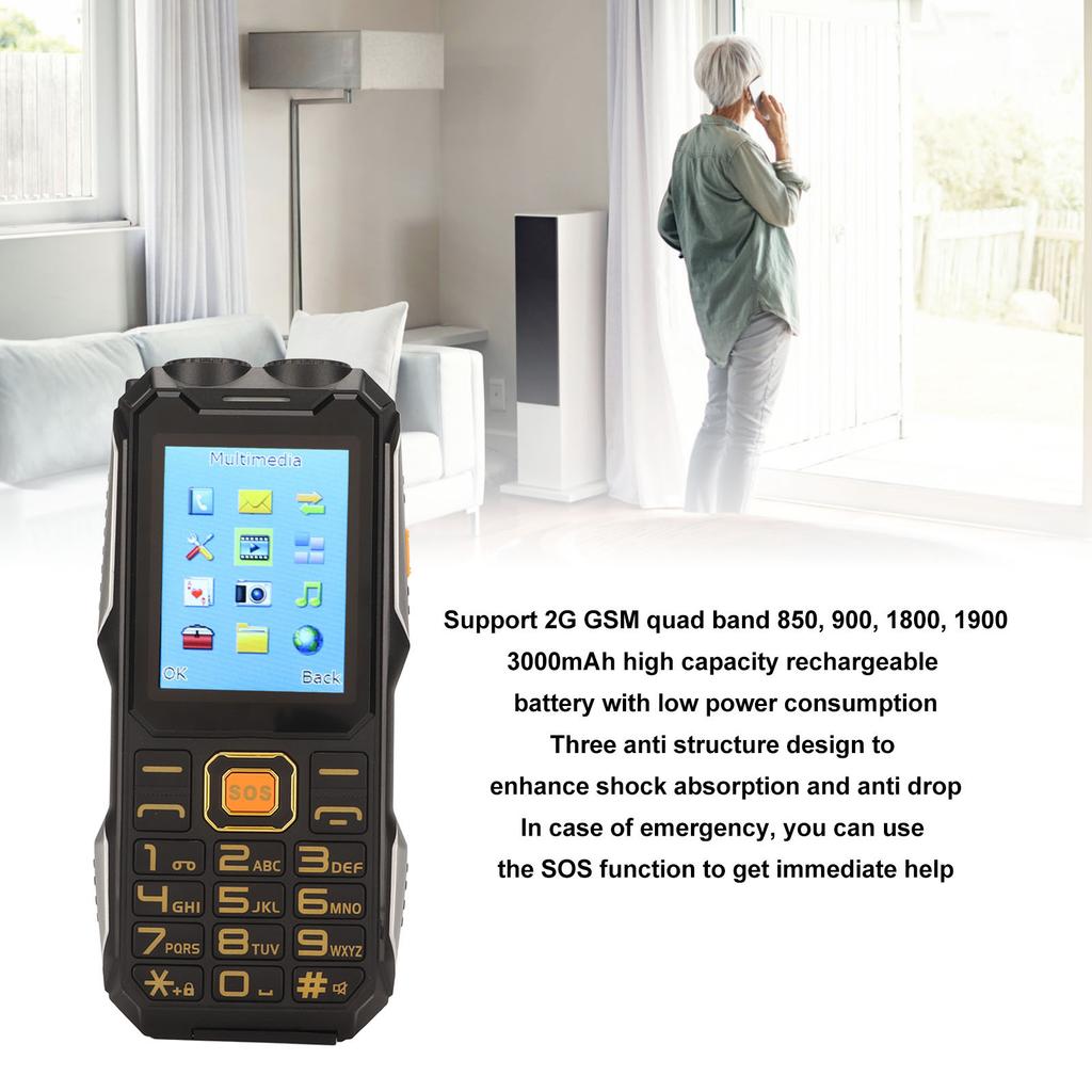 2,4 дюйма 1,3 МП Большие Кнопки Две SIM-карты Старший Мобильный Телефон 2G SOS Большая Кнопка Пожилой Мобильный Телефон 3000 мАч