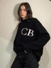 Высококачественный унисекс свитер Cole Buxton CB с жаккардовыми буквами, свободный, с круглым вырезом