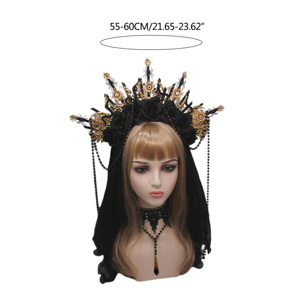 DIY Flower Spiked Crown Hair Hoop Vintage Pageant Hair Accessories for Baroque Wedding Headband Bridal Photo Props