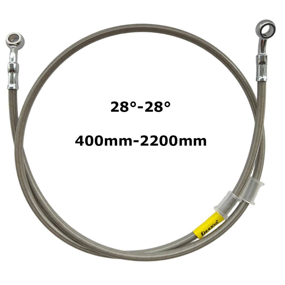 28°-28° 400mm-2200mm Stainless Steel Braided PTFE Hydraulic Brake Hose DOT Approved 10mm Banjo Brake Oil Line For Yamaha Suzuki Fuel System