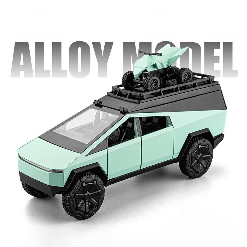1/32 Tesla Cyber Грузовик Пикап Сплав Кемпинг RV Модель Автомобиля Литье под Давлением Металлическая Игрушка Фургон Автодом Туристический Автомобиль Модель Звук Свет Подарки для Детей