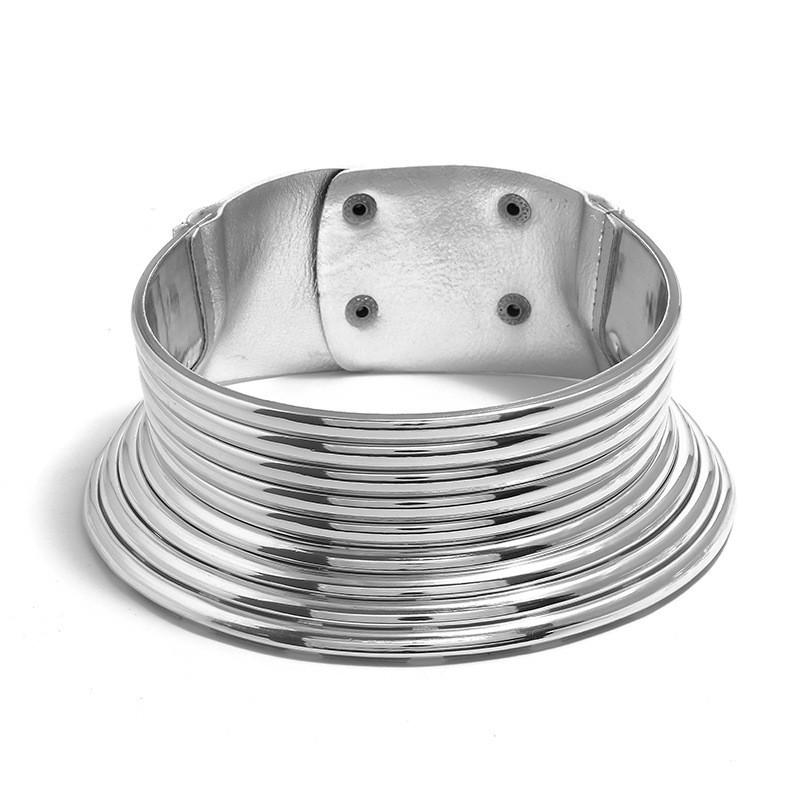 Metal Inspired Folk Choker Necklace With Geometric Design For Festival Wear