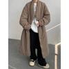 Black Down Jacket Men's Winter Thickened Warm Retro Lapel Long Coat Without Hat