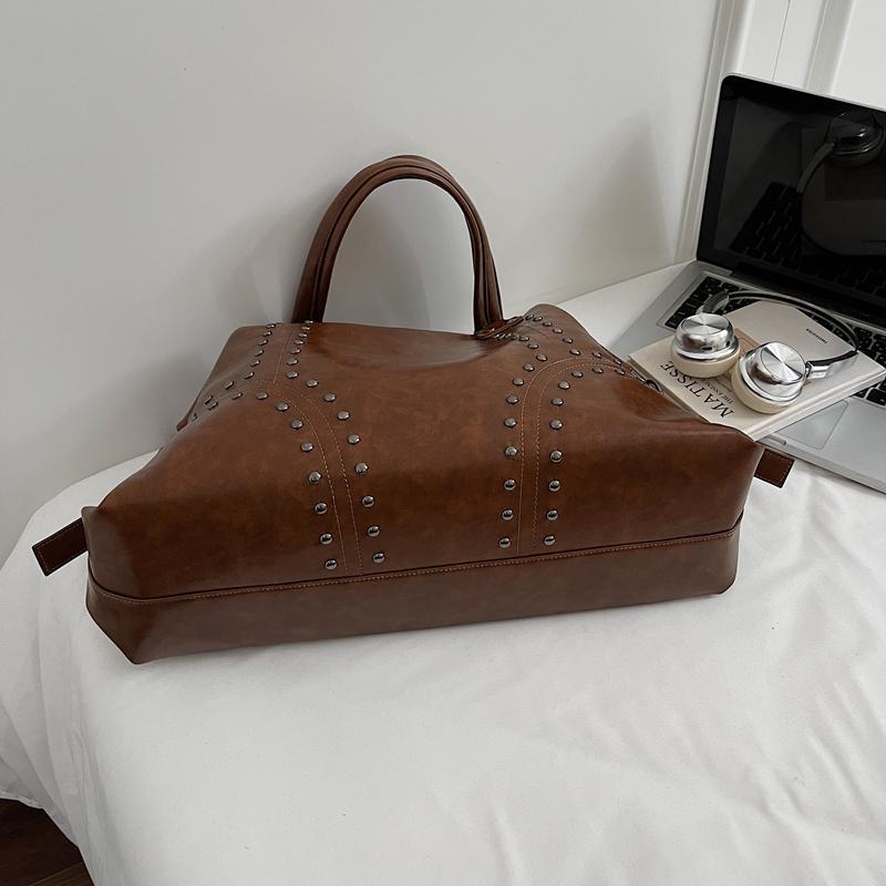 Винтажная большая сумка-тоут на заклепках Женская сумка Ручная сумка Сумка через плечо