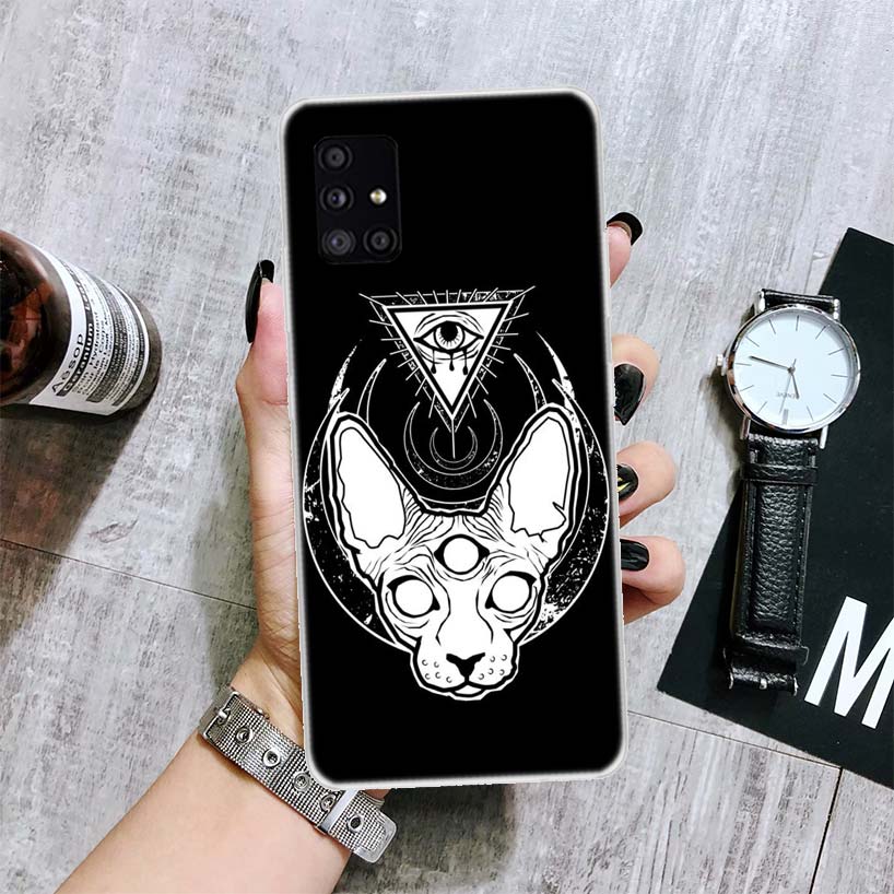 Красочный милый чехол для телефона с ведьмой и котом для Samsung Galaxy A52 A53 A12 A13 A22 A23 A32 A33 A72 A73 A42 A02S A03S 5G A50S, чехол Co