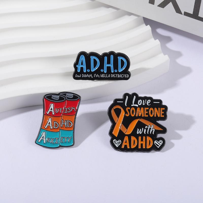 СДВГ Аутизм Тревожность Эмалевые значки на заказ Осведомленность о психическом здоровье Броши Лацканные значки Ювелирные изделия для одежды Подарок для детей Друзей