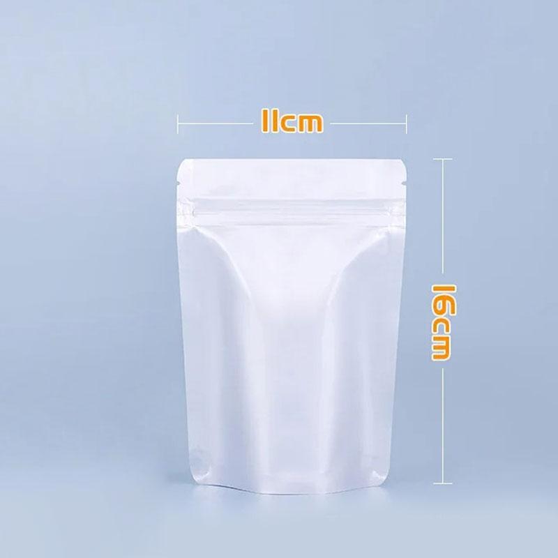 50 шт. Серебристый цвет, многоразовая сумка из алюминиевой фольги, матовая стоячая сумка для упаковки пищевых продуктов, самозакрывающиеся пластиковые пакеты на молнии с широким дном