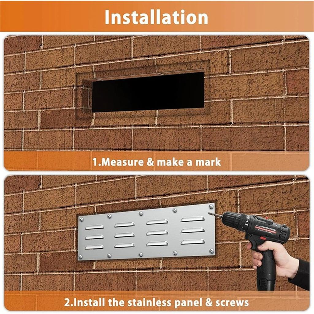 2 шт. Вентиляционная панель из нержавеющей стали для аксессуара для гриля, крышка вентиляционного отверстия из нержавеющей стали, вентиляционное отверстие для гриля для каменных кострищ, вентиляционное отверстие для уличной кухни, 15x 4-1/2 дюйма