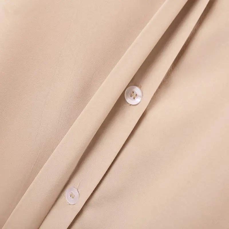 Женское однотонное платье большого размера с длинными рукавами и лацканами свободного покроя