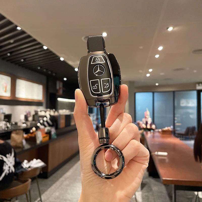 E3Car Key Case Cover For Mercedes Benz A C E S G Class GLC CLE CLA GLB GLS W177 W205 W213 W222 X167 AMG Keychain Fob