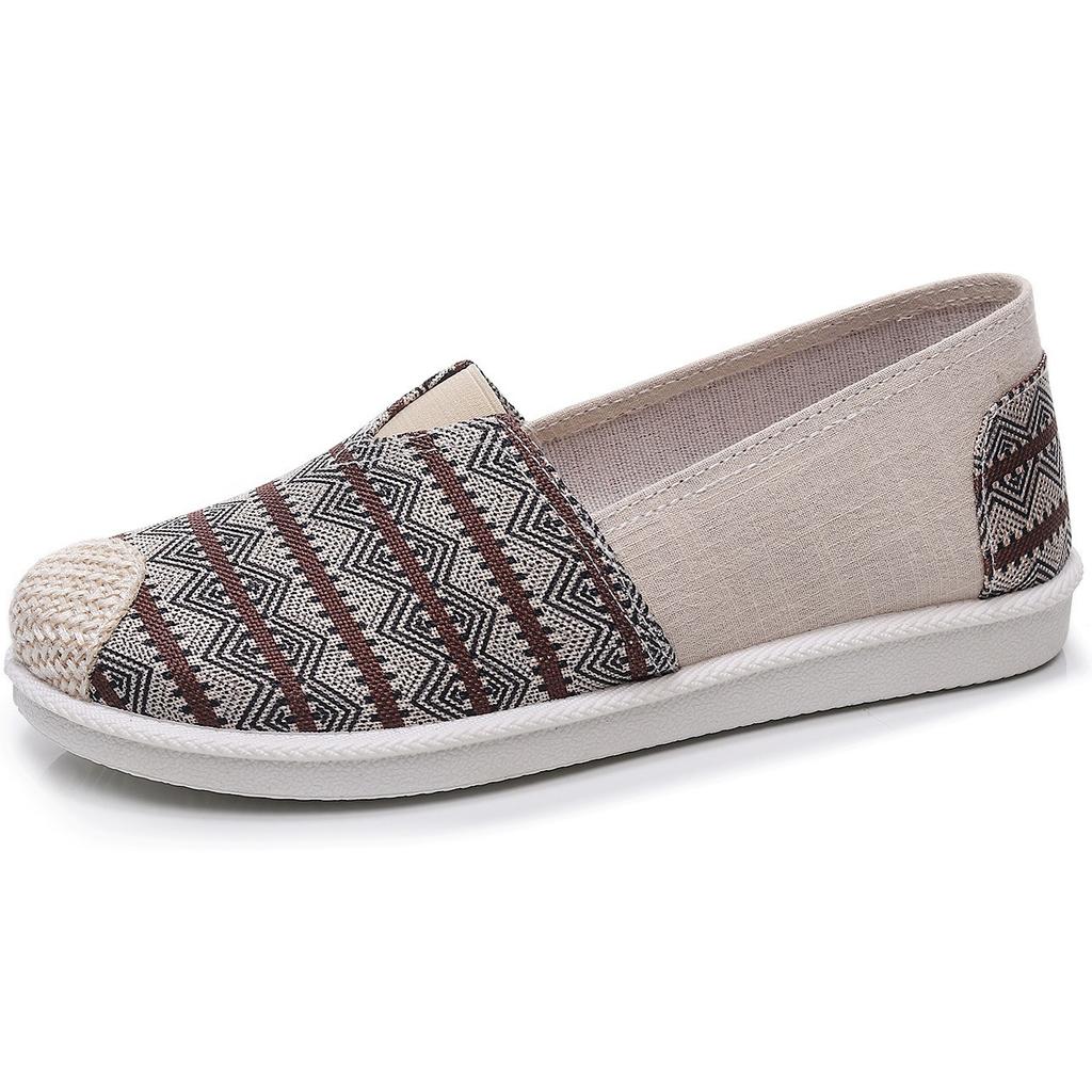 One Pedal Lazy Fisherman Shoes Women's Summer Old Beijing Cloth Shoes Middle-aged and Elderly Mother Flat Canvas Casual Shoes