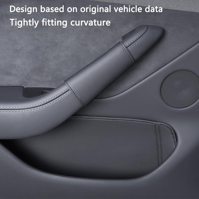 Защитная накладка на внутреннюю ручку двери автомобиля Для Tesla Model 3 / Y Juniper 2025 Кожаная накладка на ручку двери Защита от царапин Аксессуары