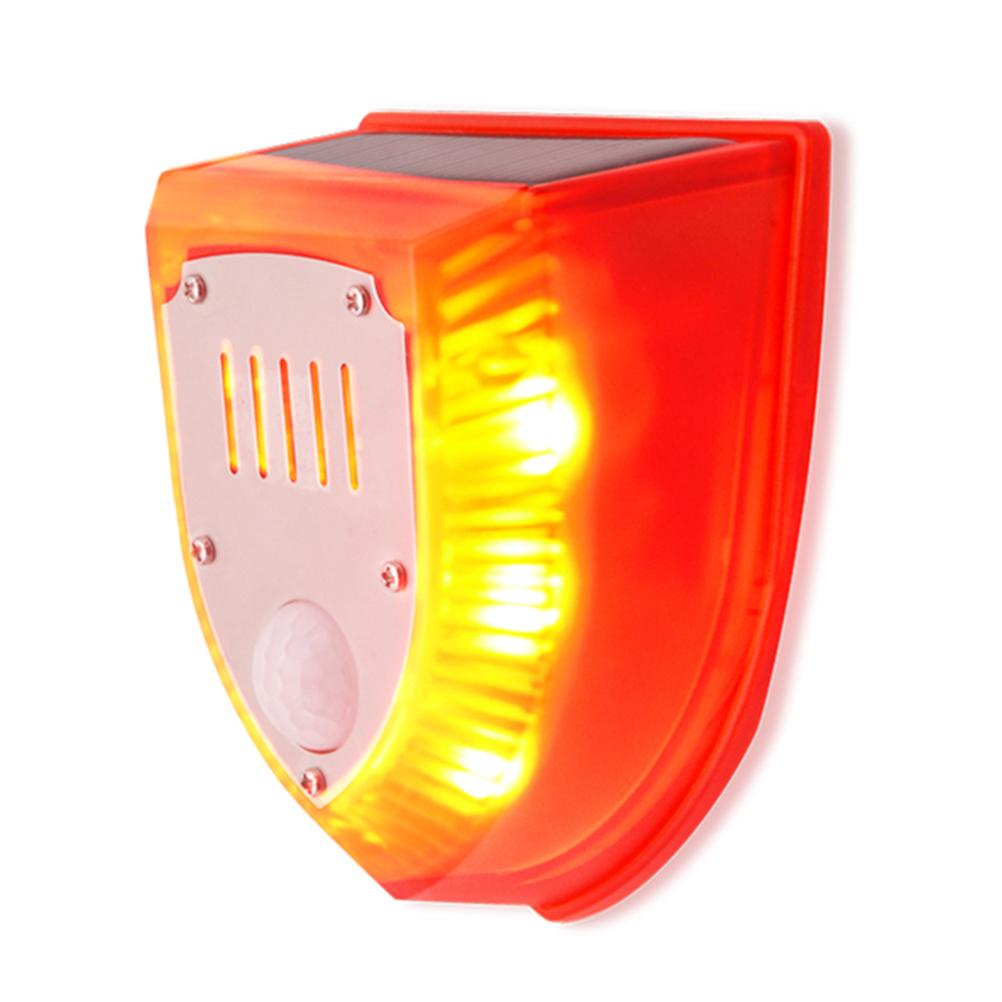 Solar Sound and Light Alarm Motion Sensor 110DB Sound Alert LED Flash Warning Strobe Security Alarm System for House