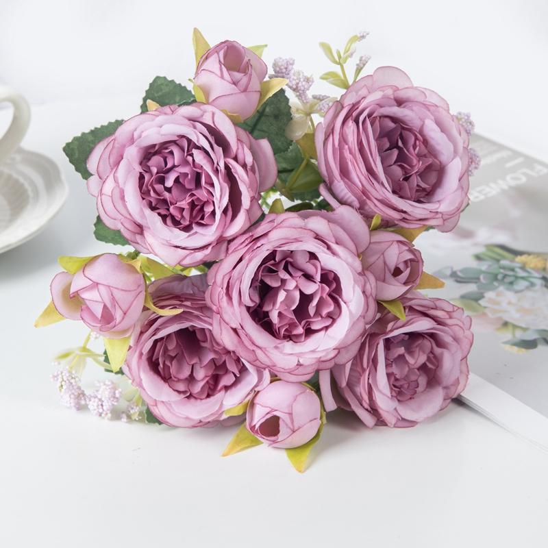Artificial Flowers Fake Silk Peony Vases Home Room Wreath Decoration Scrapbooking Festival Garland Wedding Bouquet Accessories