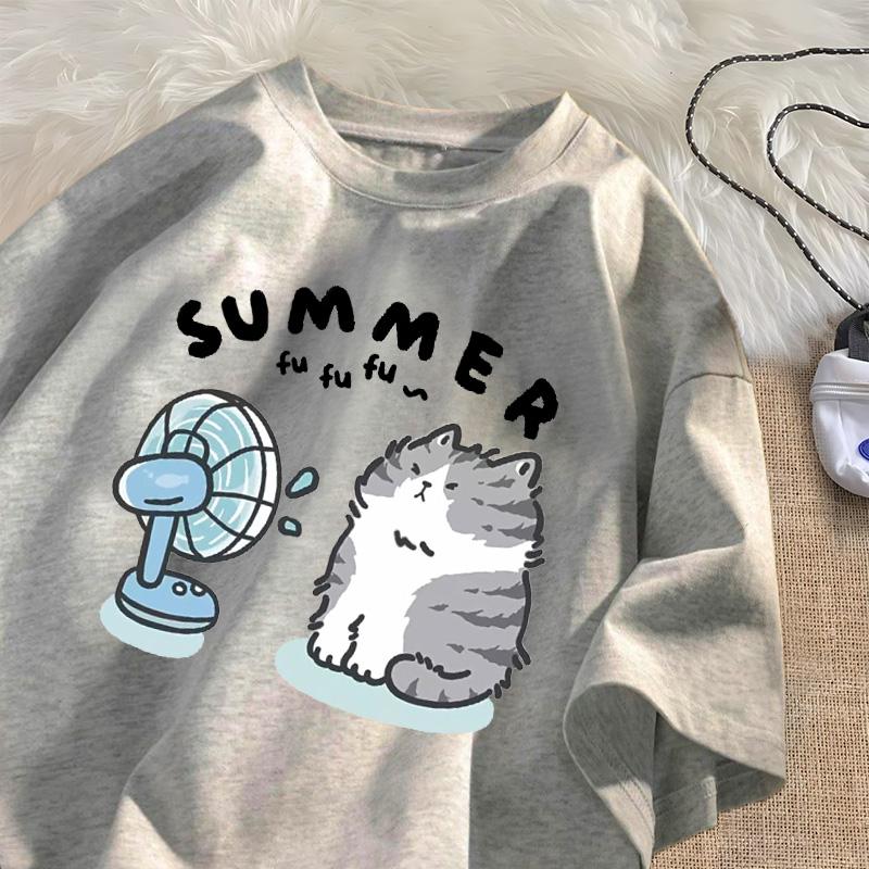 Забавные футболки с графикой кота-фаната для женщин и мужчин, хлопковая футболка, повседневная летняя футболка с коротким рукавом, мужская дизайнерская уличная одежда, оверсайз