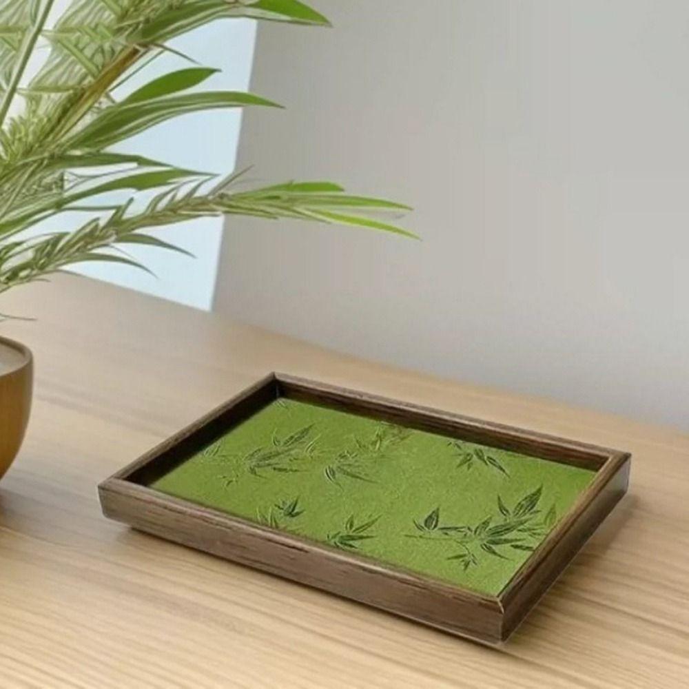 Chinese Style Bamboo Leaf Serving Tray Wooden Jewelry Storage Tray  Living Room
