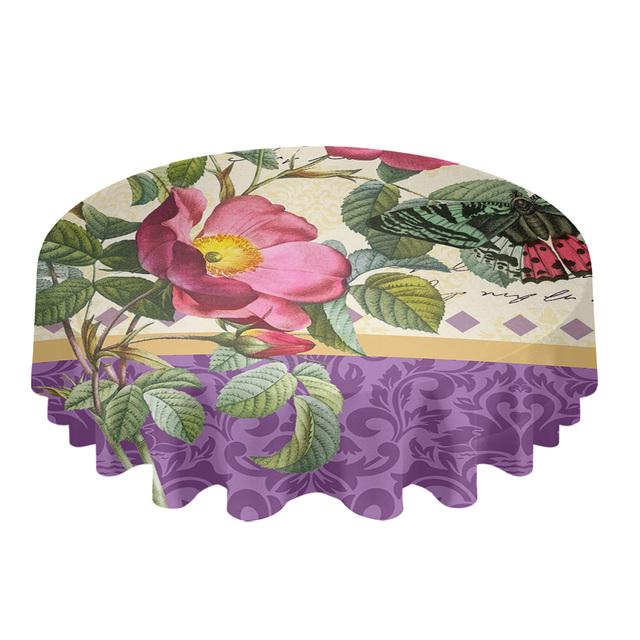 Винтажный узор текстура цветок гибискуса круглая скатерть кухонный декор водонепроницаемая скатерть обеденный журнальный столик чехол