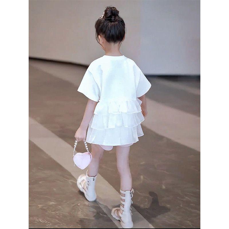 Girls Summer Short Sleeve T Shirt Dress Cute Princess Cartoon Dress for Big Kids