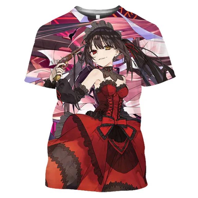 Футболка с рисунком манги Date A Live Tokisaki Kurumi Sexy Girls Otaku, футболка с коротким рукавом в стиле аниме Harajuku для мужчин, топы и футболки