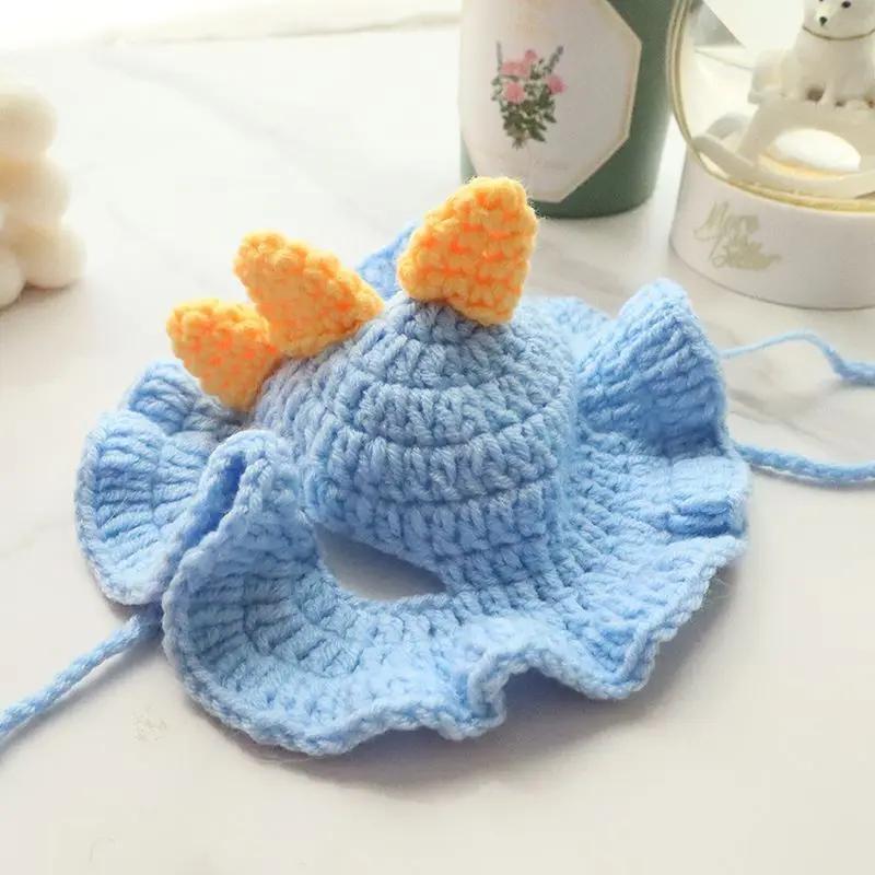Autumn Winter Cat Hat Elastic Cute Refined Pet Hat Puppy Kittens Knitted Hat Party Photo Shoot Props Decoration Cat Accessories