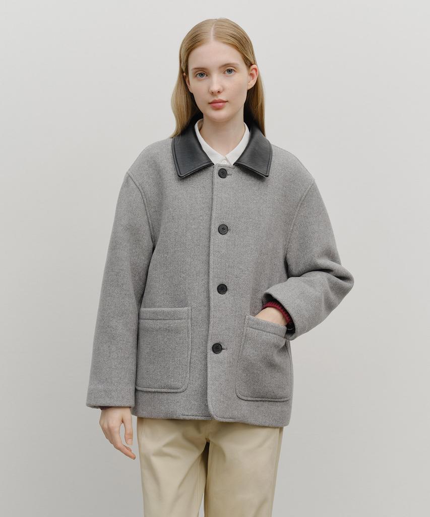 Marith + Franois Girbaud Collar Point Half Coat Gray