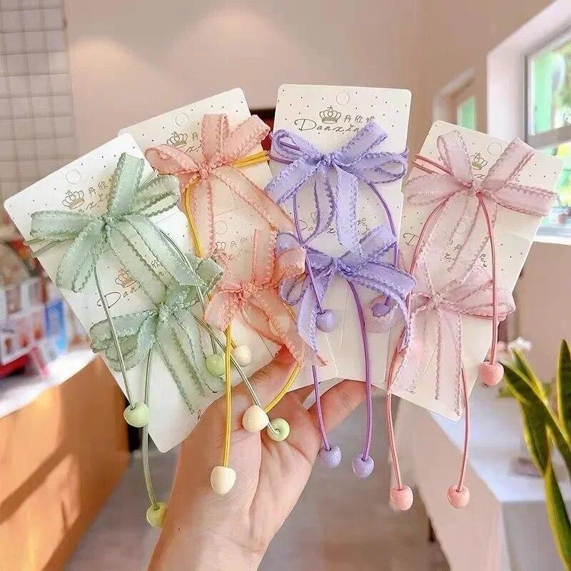 2 шт. милая детская резинка с милым бантом эластичное кольцо для волос для девочек принцесса Kawaii резинка для волос головные уборы детские аксессуары для волос