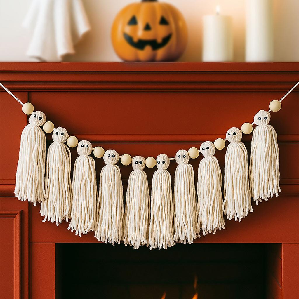 Halloween Creative Hand-woven Tassel Flag Wall Bedroom Decoration Pendant