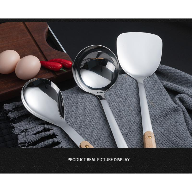 HANYANG Лопатка из нержавеющей стали, кухонная утварь, лопаточка с деревянной ручкой, кухонная лопатка