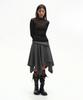 Place Studio Double Button Drape Layered Midi Asymmetrical Flare Skirt _2 Colors