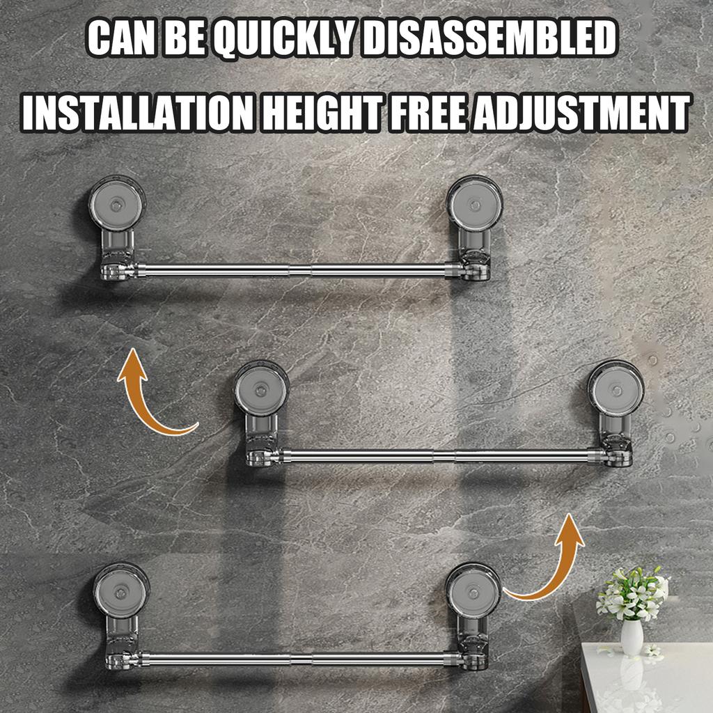 Retractable Suction Cup Towel Bar Bathroom Sturdy Wall Mounted Towel Bar Holders for Shower Bathroom Towl Storage Supplies