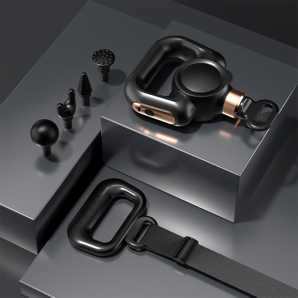 Wireless Fascia Gun Massager with Stretch Strap High-Frequency Vibration Deep Muscle Relax Body Neck Back Leg Massage Device