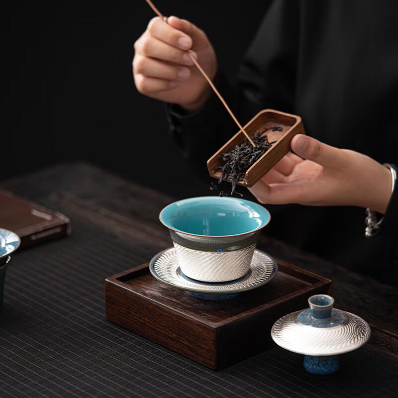 Sushic Ceramic Blue Dai Silver Glaze Kung Fu Tea Set by Master Zheng Wenqiang