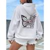 Butterflies and Flower Printing Women Hoodies Harajuku Y2K Hoody Fashion Loose Clothing Comfortable Soft Clothing