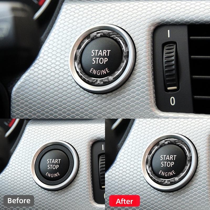 For BMW 3 Series E90 E92 E93 2009-2012 Accessories Carbon Fiber Car One Click Start Button Decoration Ring Trim Cover Stickers