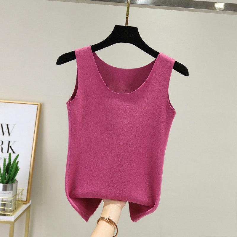 Женский облегающий двусторонний флисовый жилет с бесшовной хлопковой низкой - теплая осенне-зимняя согревающая майка