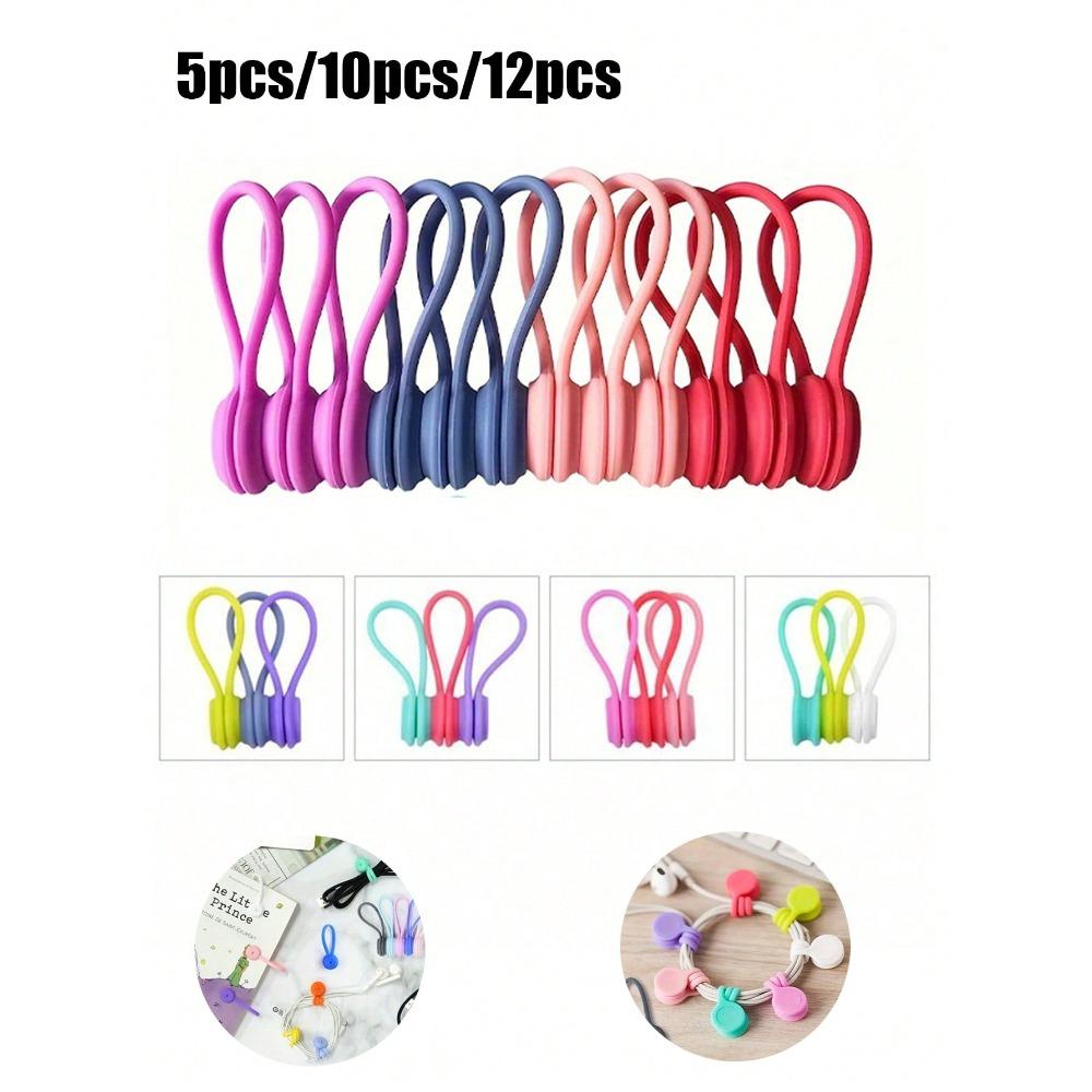 Магнитный органайзер для кабелей, многоразовые силиконовые кабельные стяжки, скручивающиеся стяжки для организации и связывания предметов, магнитная клипса для кабелей на холодильник