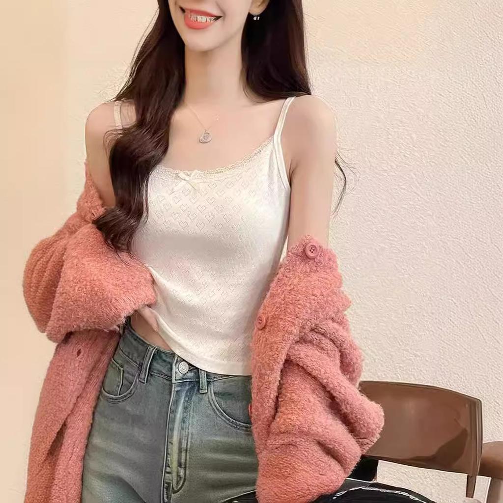 Pure Desire кружевной бант халтер топ женский носить длинный жилет внутри летний дизайн Sense of Niche Spice Girls