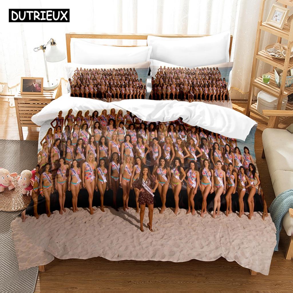 3D Printed Summer Bedding Sexy Bikini Women Bedding Set Down Quilt Cover With Pillowcase Double SIngle King