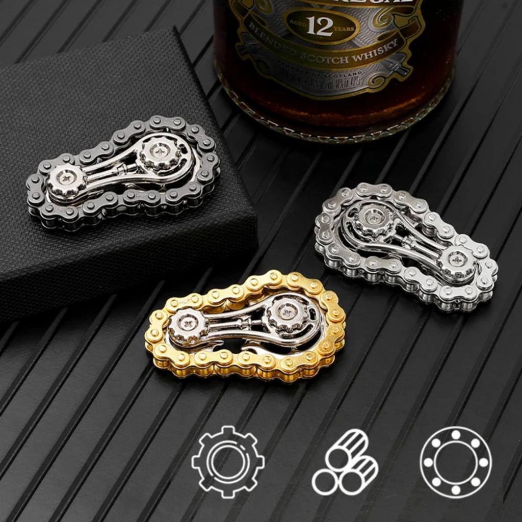 Sprockets Flywheel Finger Tip Antistress Anxiety Metal Bike Chains Fidget Toys for Adult Kids