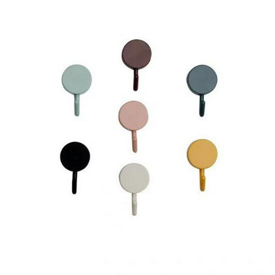 Solid Color Seamless Adhesive Hook - Strong, Punch-Free Wall Hook for Bathroom, Kitchen, and Dormitory